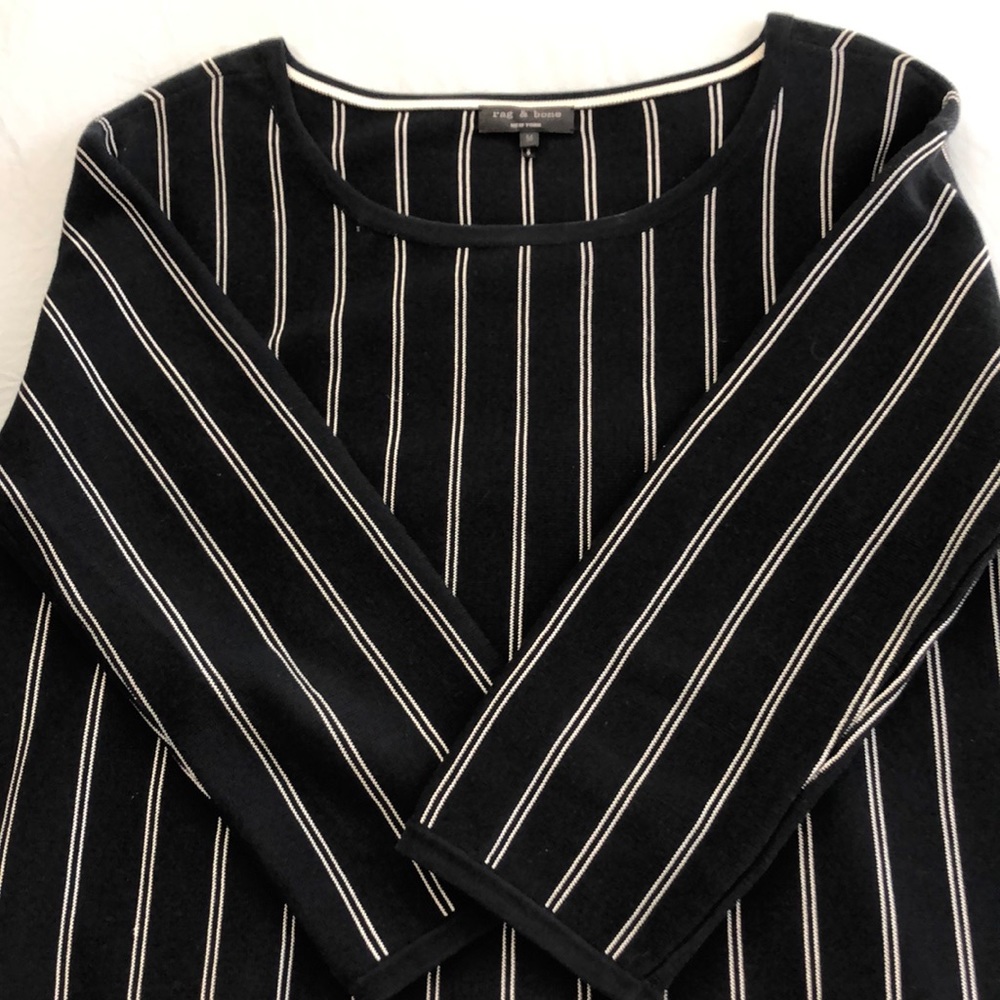 Rag and Bone Black/White Striped Sweater Shirt